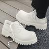 Thick Sole Casual Genuine Leather Dress Shoes Men Platform Heighten Japan Harajuku Korean Streetwear Fashion Shoes for Men White