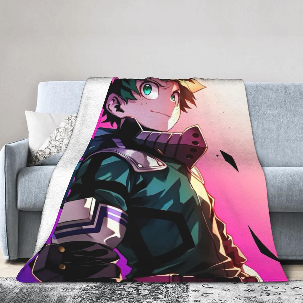 Izuku Midoriya Coral Fleece Plush Throw Blanket Academy Anime Manga Blanket for Home Bedroom Warm Bed Rug