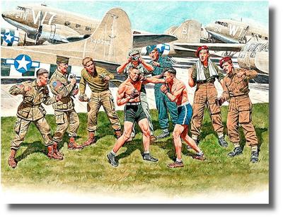 Master Box 1/35 Scale British Airborne Forces Boxing Tournament Match Scene Plastic Model Kit (9 Figures) MB35150