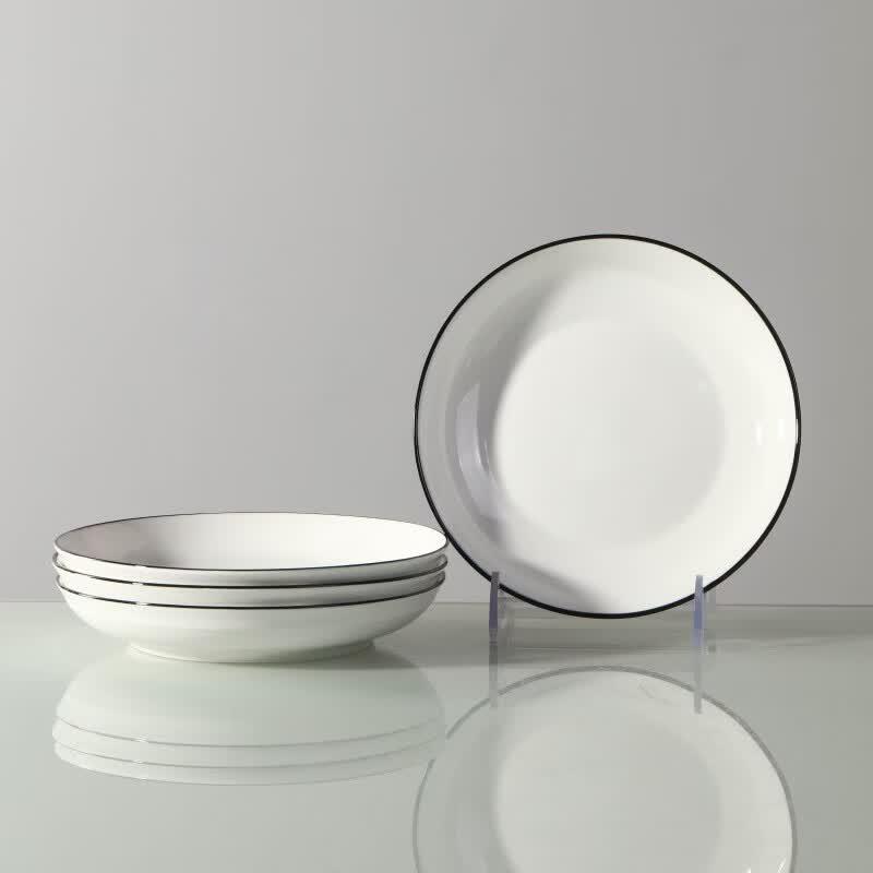 Haoya Jingdezhen Ceramic 7-Inch Deep Dinner Plates (Set of 4)