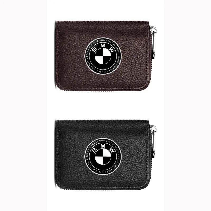 HZAU9 2025 Hots E60 Leather Emblem Car Key Case Keychain Zipper Key Case Bag For 50th BMW M M3 M5 M6 M2 E46 E90 E60 F10 F30 E39 E36 F2