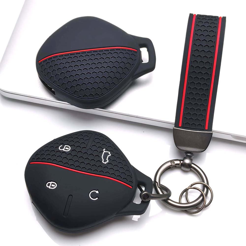 Key Fob Cover for Chery Omoda C5 E5 Jaecoo J7 Tiggo with Keychain Soft Silicone Protective Case Anti-Scratch Guard Shockproof Protection