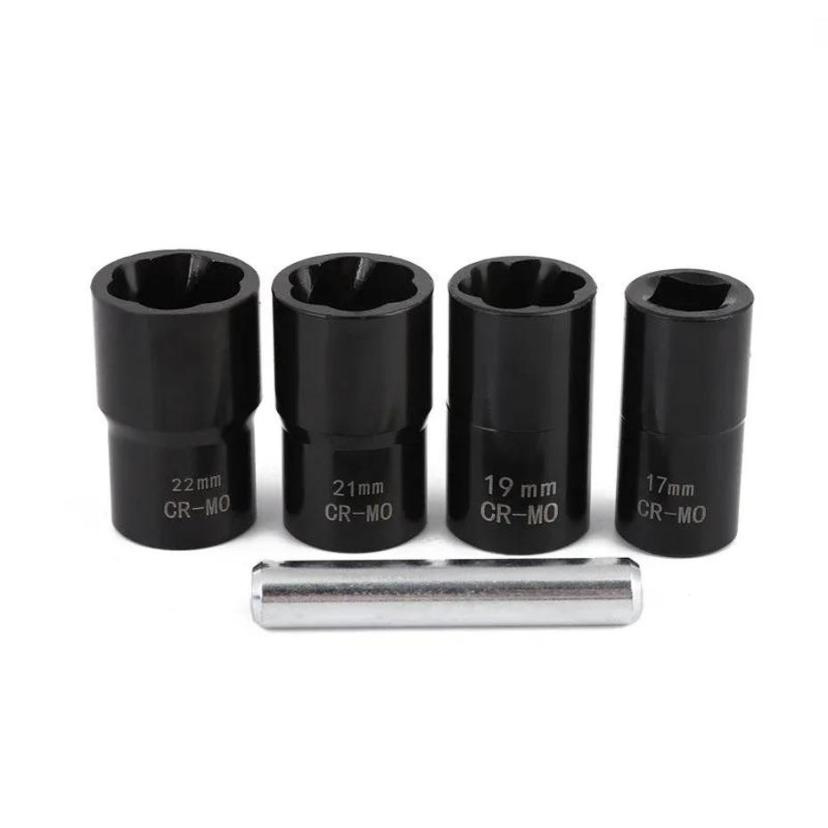 5-piece Set Of Damaged Rusted Nuts Bolt Screws Tire Screw Extractor Anti Slip Sleeve Tool Set 1/2