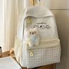 Schoolbag New Cute Cat Embroidered Backpack Female Middle and High School Students Large Capacity School Bag Campus Plaid Versatile Backpack