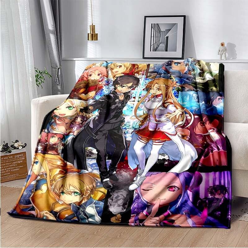 Asuna Sword Art Online 3D sztuka drukowana koc polarowy na łóżka piesze wycieczki piknik gruba kołdra narzuta koc polarowy