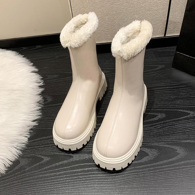 

Маленькие сапоги женские сапоги-ботфорты до колена осенне-зимние на сборке утолщенные хлопковые туфли на платформе зимние сапоги 40