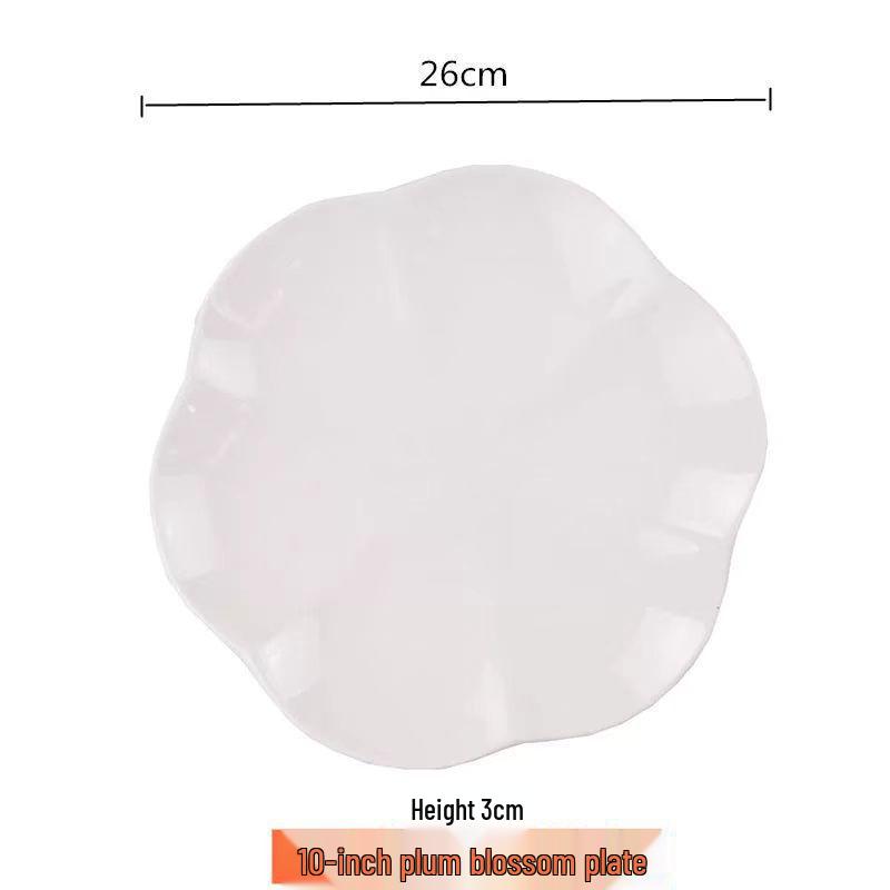 Yu Bao Fang White Ceramic Petal Plate - Japanese Style Dinner, Dessert, and Fruit Dish for Home or Hotel Use.