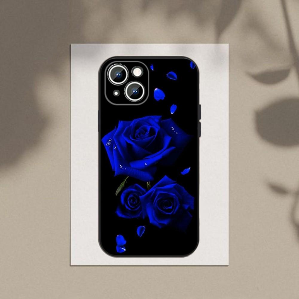 

Ультратонкий чехол из ТПУ с синим цветком розы для iPhone 6-16ProMax/SamsungS7-S24Ultra/Redmi13TPro - ударопрочный, устойчивый к царапинам, рельефный чехол CameraSafe iPhone 16Pro
