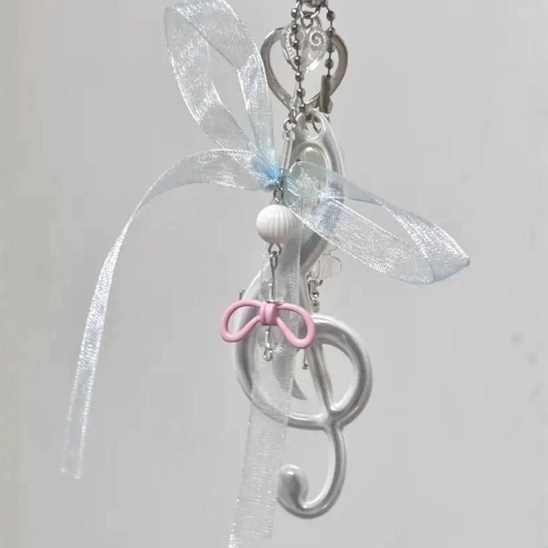 1 Piece Creative Key Ornament Bag Pendant Resin Bowknot Note Keychain For Youthful Adults And Music Enthusiasts Present