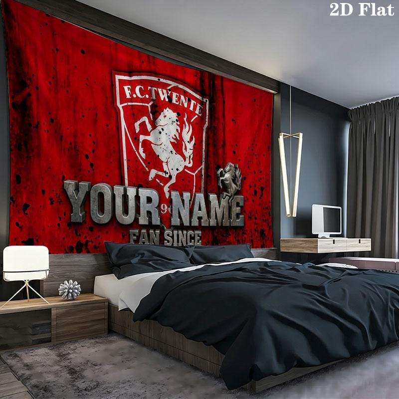 Custom Name,FC Twente Wall tapestry, aesthetic printed fabric blanket, suitable for bedroom, living room, and home decor.