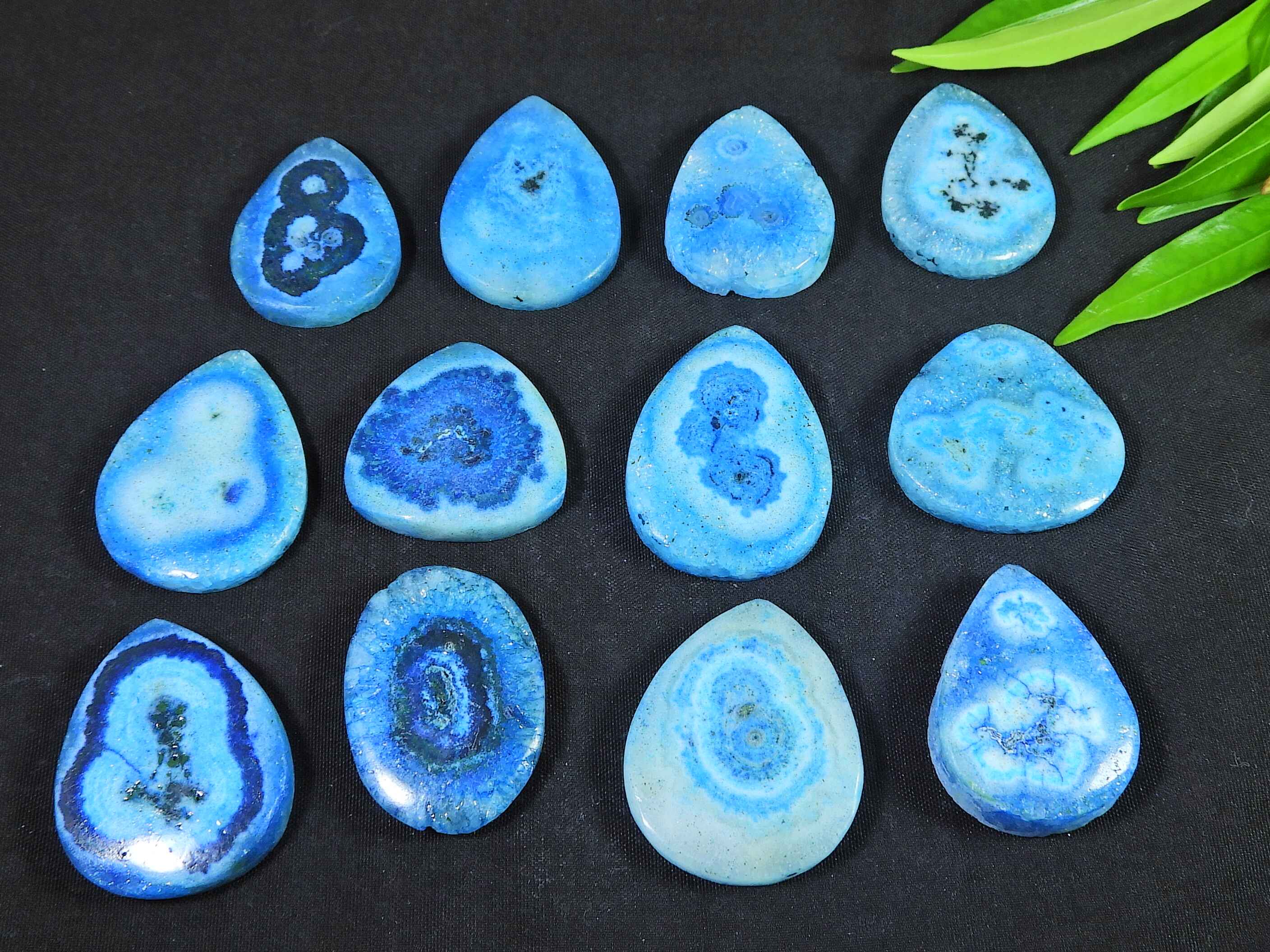 

12Pcs Blue Solar Druzy Mix Shape Cabochon Loose Gemstone Lot 291Cts. 26-30MM RQ-2734