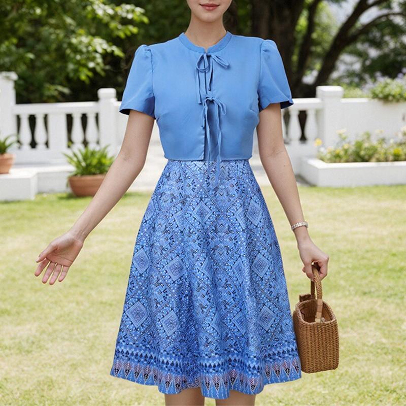 ZANZEA Women Casual Round Neck Short Sleeve Summer Print Dress