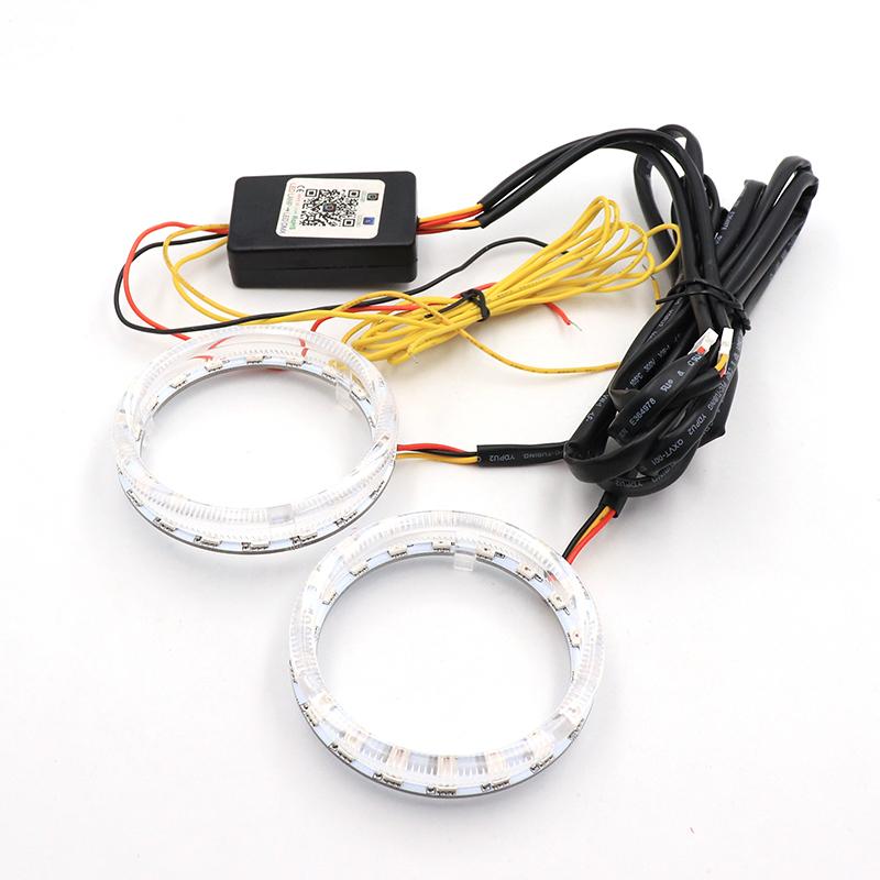 Niscarda Angel Eyes Multi-Color RGB LED Halo Rings Lights Dynamic Sequential Flowing Turn Signal Running Lamp For Headlight 80mm