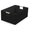 Opvouwbare Stoffen Opbergkubussen met Houten Handvatten 16,5 x 12,2 x 6,7 Inch Linnen Stof Manden Rechthoekige Kledingkast Plank Organizer Bakken voor Woondecoratie