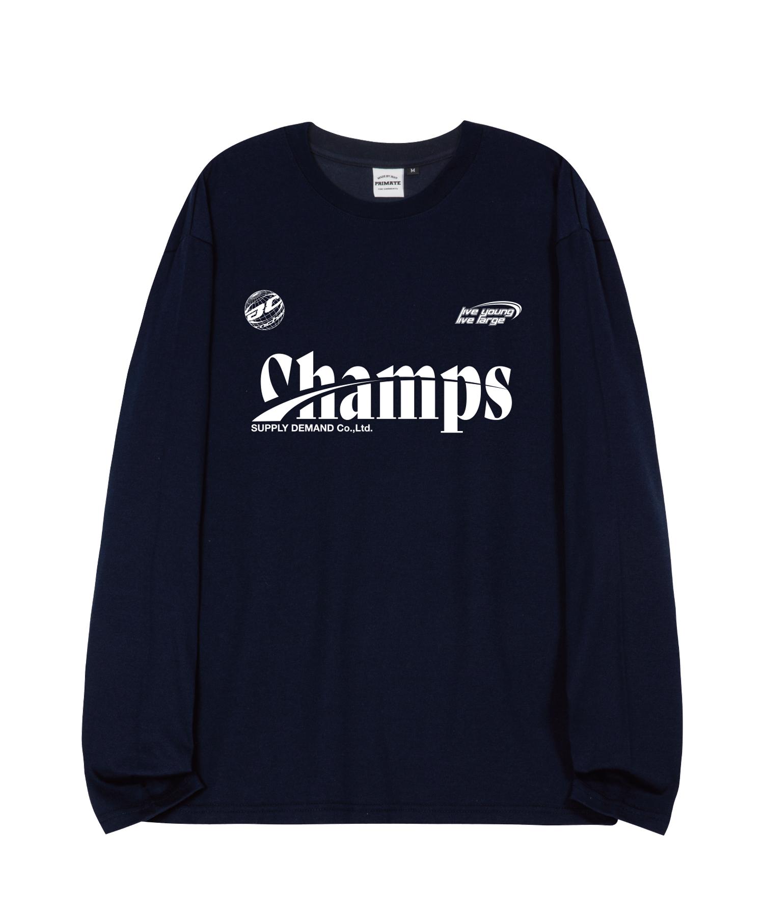 Bonchams [4 цвета] Chmps Спортивный логотип Оверсайз Длинный рукав B25St15 Black/Xl