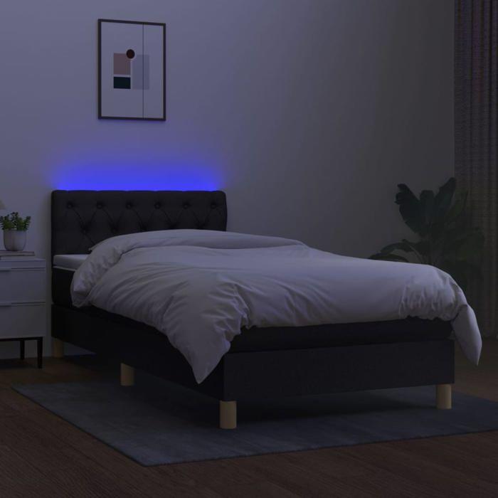 Maison Exclusive - Sommier à lattes de lit avec matelas et LED Noir 80x200cm Tissu