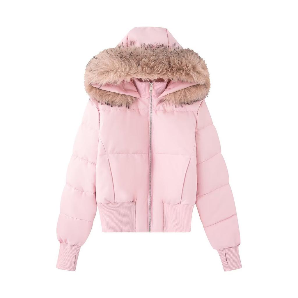 New, fashionable and warm winter Korean versatile fur collar hooded zipper cotton clothes