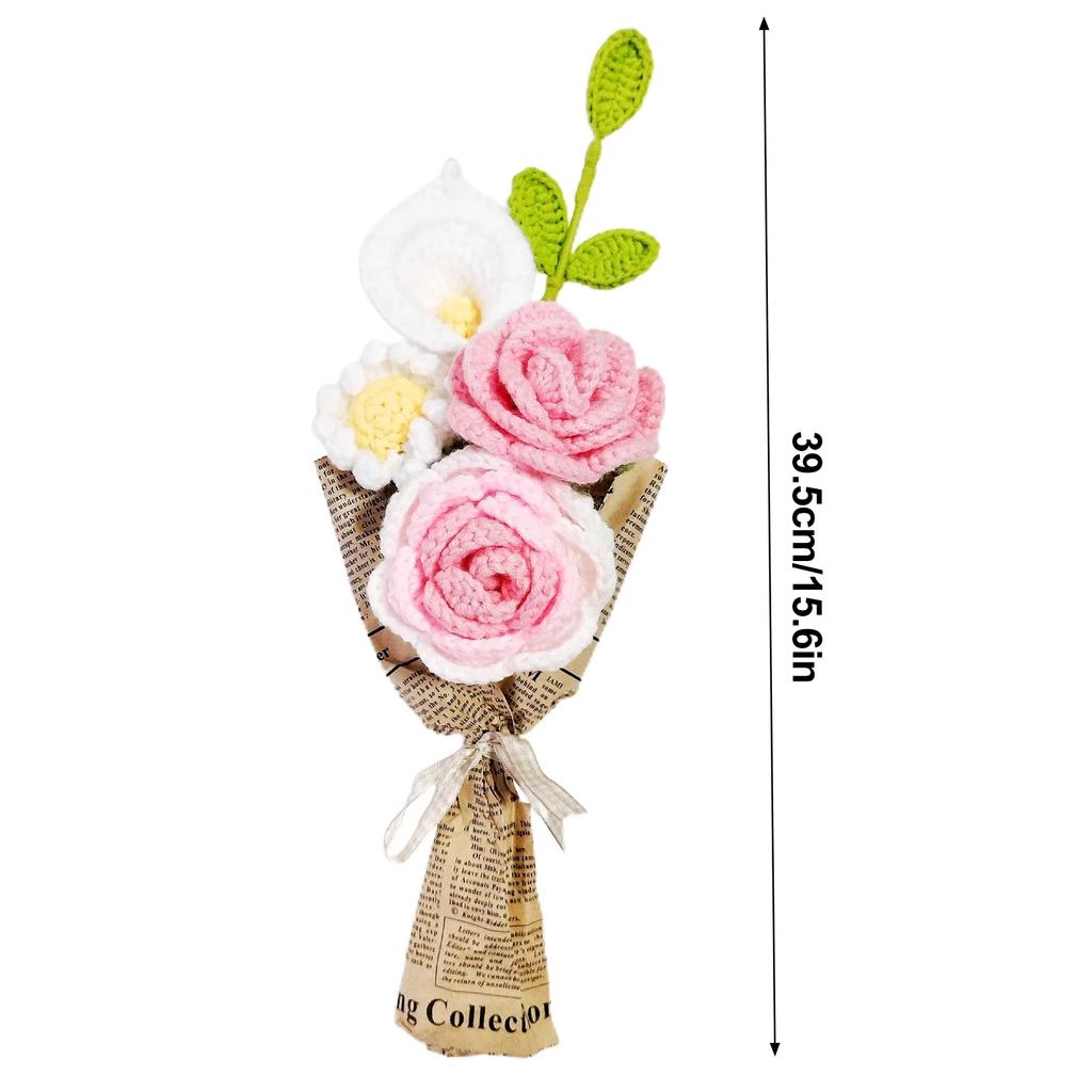 Homemade Knitting Crochet Flower Bouquet Romantic Wedding Bridal Bouquet Party Home Decoration Homemade Teacher's Day Gift