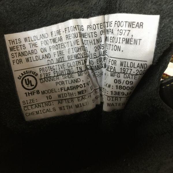 Danner FLASHPOINT Fireman Boots Forest Firefighter Black size 10EE 27.5-28.0(USED)