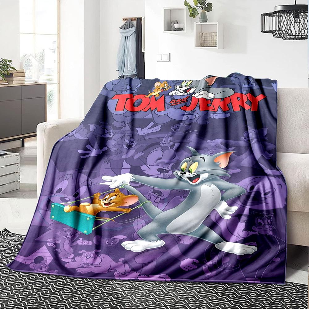 1pc Tom and Jerry Flannel Blanket Soft Warm Throw for Home, Office, Travel, All-Season Cozy Bedding GiftL1132