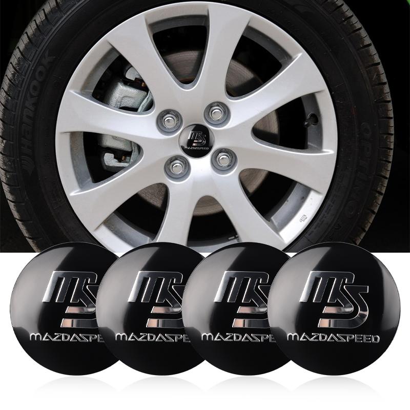 4pcs Car Styling 56mm Metal Car Tyre Steering Wheel Center Hub Cap Sticker For Mazda 3 6 CX 5 CX-5 CX3 323 MX5 Auto Accessories HFJUDO