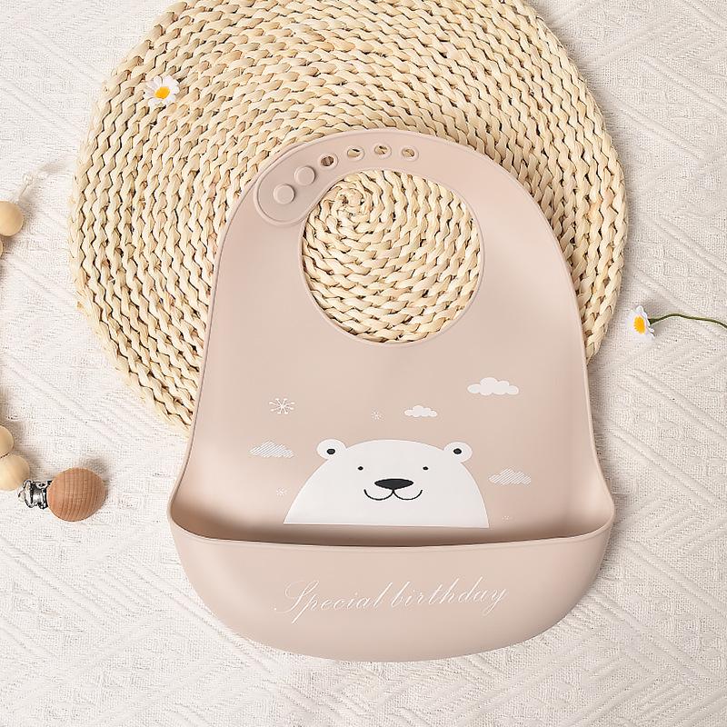Hot Soft Silicone Baby Feeding Bibs Waterproof Antibacterial Toddler Kids Large Pocket Bibs Baby Accessories