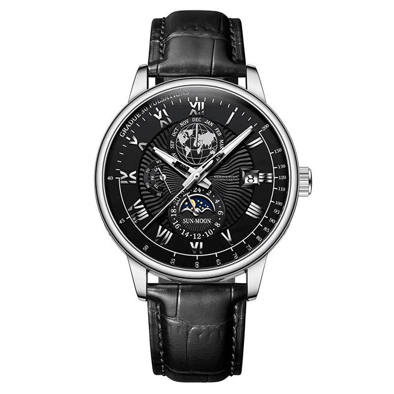 Modern Mens Watch With Calendar Function And Leather Strap For Business Use