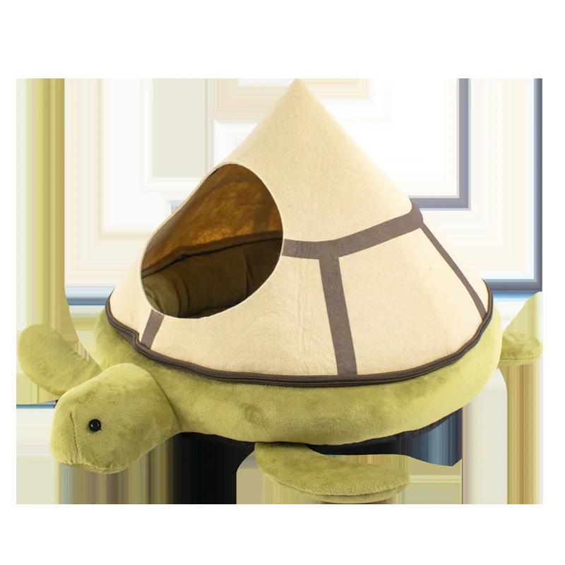 

New Cute Turtle Cat Nest Toy Crystal Cotton Winter Warm Semi Enclosed Safe Pet House Detachable Washable Four Seasons Universal 43X43X31.5CM зелёный