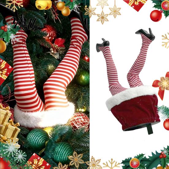 Decorative Santa Boots for Mantels Christmas Swinging Leg Ornament, Electric Hanging Legs Tree, Tree Fluffy Funny Topper with Clip, Holiday