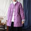 Vintage Retro Chinese Style Winter Coat Single Breasted Long Sleeves Solid Color Buckle Coat for Women