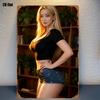 Pc Metal Sign Featuring a Classic Design of a Beautiful Woman with Long Golden Hair Vibrant Colors Easy To Hang for Bedroom A