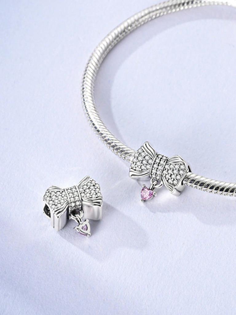 Charm Bead Charms Plata copper Colors HeartShaped Bow Perfume Bottle Bead Charms Pendant for Authentic Bracelets for Women Do It Yourself Jewellery L