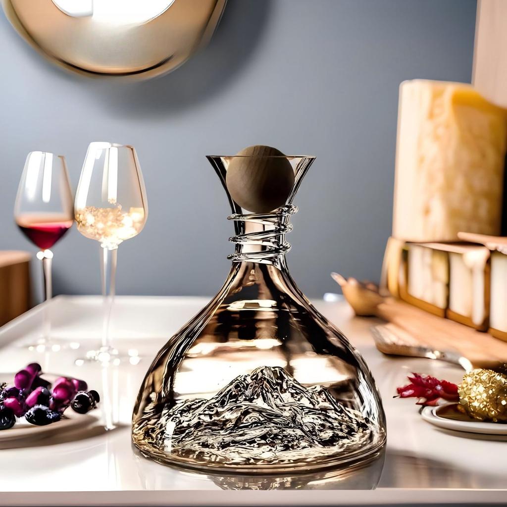 1800ML Red Wine Decanter Crystal Glass Quick Waterfall Dispenser for Reds/Whiskey Iceberg Design Home Use Kettle Bar Accessories