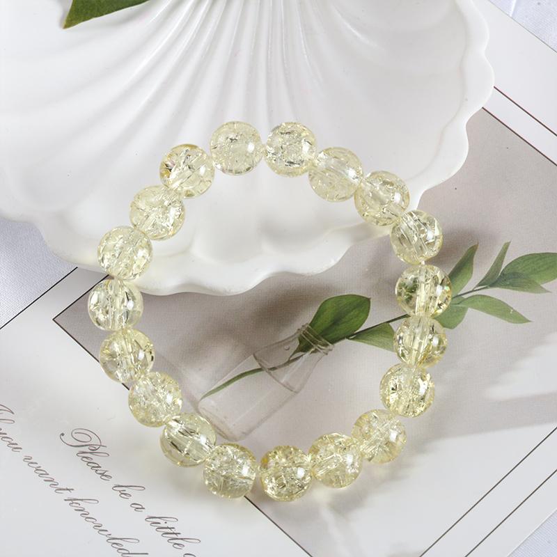 10mm Y2K Style Cracked Bead Bracelet, Multi Color Glass Round Bead Women's Fashion Jewelry Suitable For Daily Wear