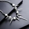 Retro Silver Color Rivet Cross Pendant Necklaces for Women Men Punk Hip Hop Long Spike Tassel Choker Necklaces Y2K Jewelry Gifts