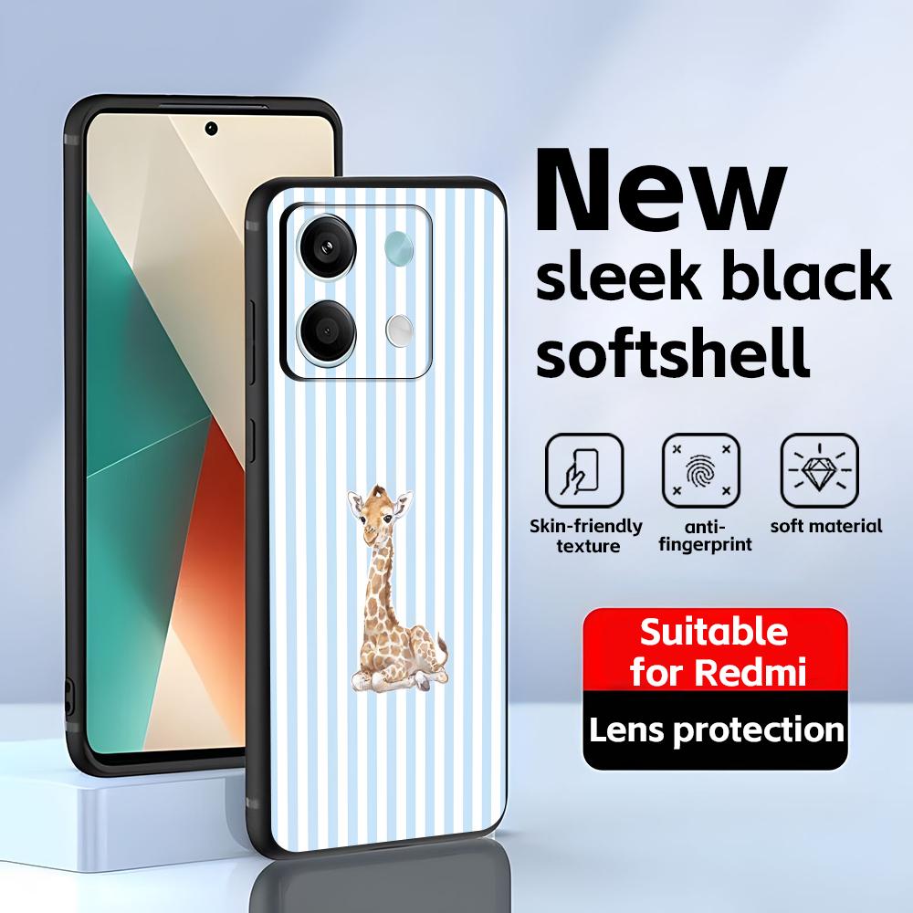 Süßes Giraffen-Handyhülle für Redmi Note 14 13 12 11 Pro Plus S 5G 14C A3 Weiche Schwarze Handyhülle