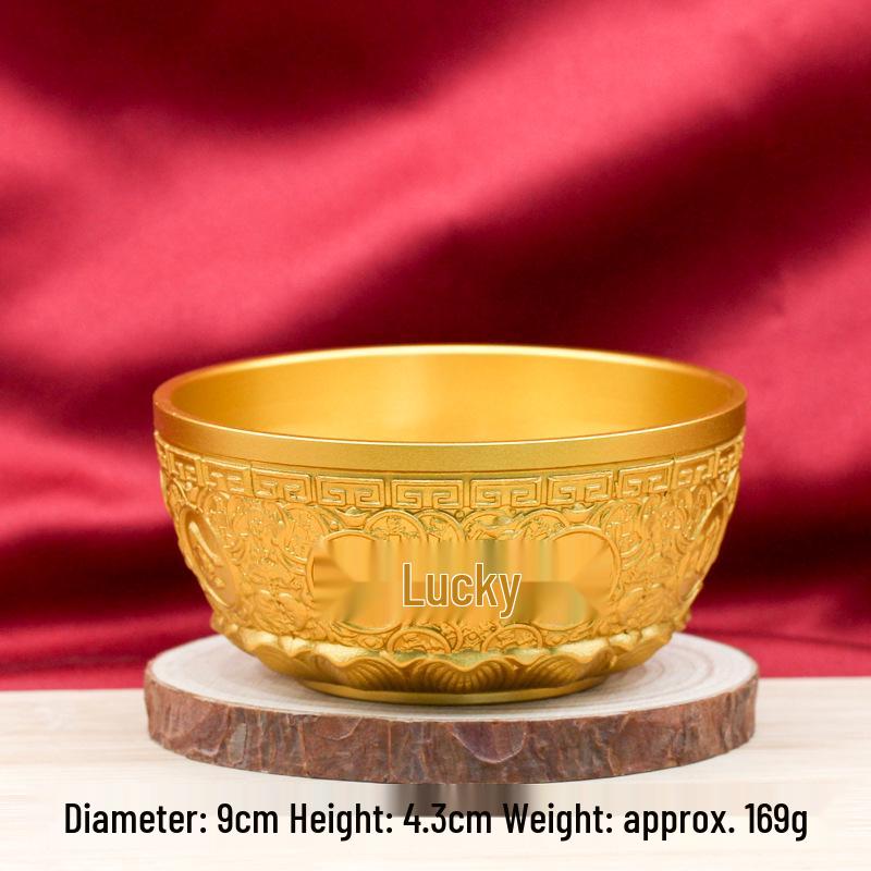Chinese Brass Ingot Pot with Five Emperor Coins Ornament for Office & Living Room
