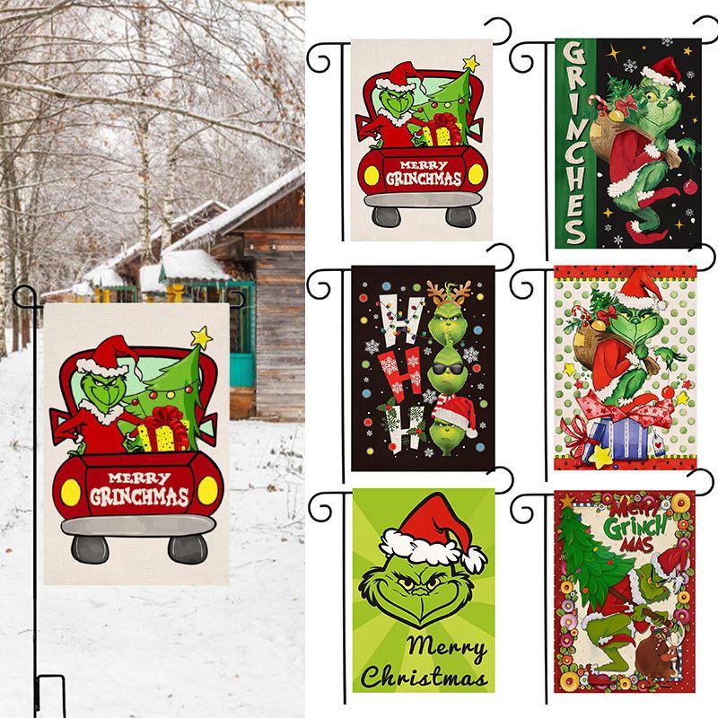 Merry Christmas Flag Vibrant Courtyard Decoration Double Sided Printed Linen