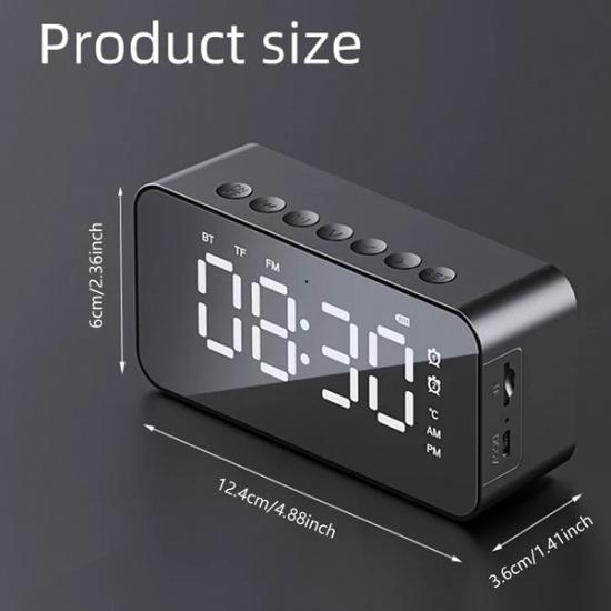 Desktop mini LED mirror digital clock, alarm clock bluetooth wireless audio cell phone speaker stereo sound effect,...