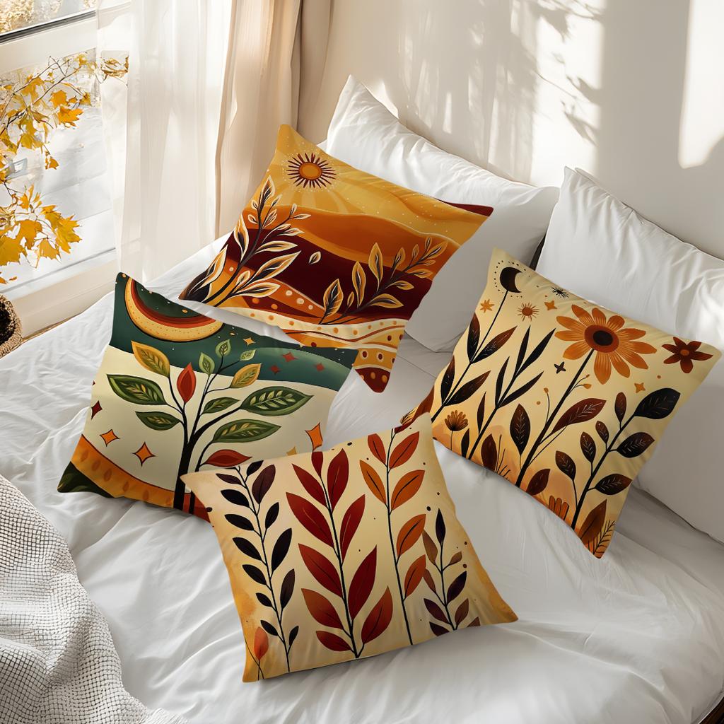 Bohemian Autumn Decorative Cushions Pillowcase Abstract Plants Leaves Cushion Cover Throw Pillow Sofa Pillowcover Decor