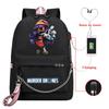 High Quality Murder Drones Fashion Backpacks Students Anime Back Pack USB Charging Outdoor Backpack Boys Girls Book Bags Mochila