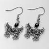 Pendientes Largos Retro Góticos Color Plata El Ojo de Horus Calavera Murciélago Cuervo Mariposa Gato para Mujeres Joyería de Fiesta de Halloween Regalos
