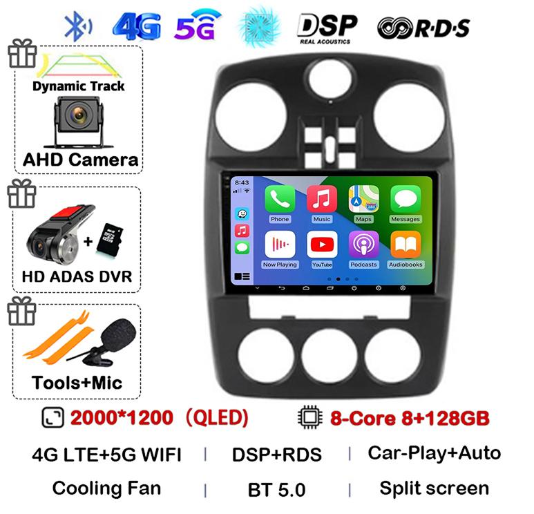 Android 14 Wireless Auto Carplay For Chrysler PT Cruiser 2000 - 2010 Car Radio Multimedia Stereo Player GPS Navigation Head Unit