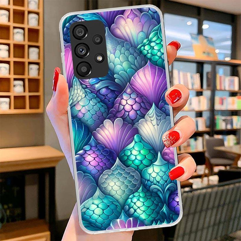 Fish Scale Pattern Mermaid Phone Case For Samsung Galaxy A12 A22 A32 A52 A72 A02S Phone Case Note 20 Ultra 10 S10 Plus A51 A71 A