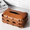 Luxuriöse handgewebte Leder-Taschentuchbox Mehrzweck-Kaffeetisch-Organizer für das Wohnzimmer Handgefertigte dekorative Aufbewahrung