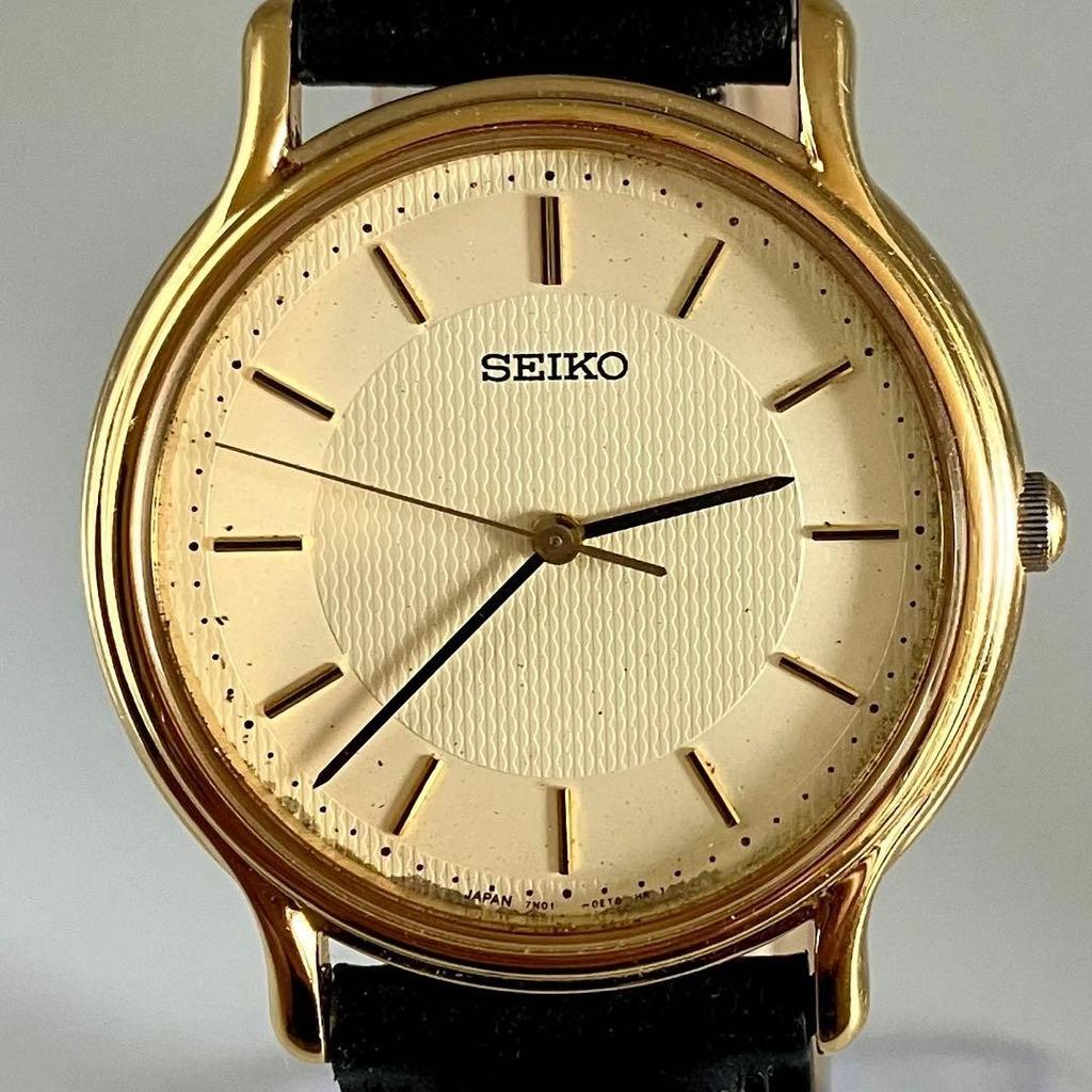 Seiko 7N01-0BR0 Quartz Wristwatch Gold Tone Tested Japan Used F/S