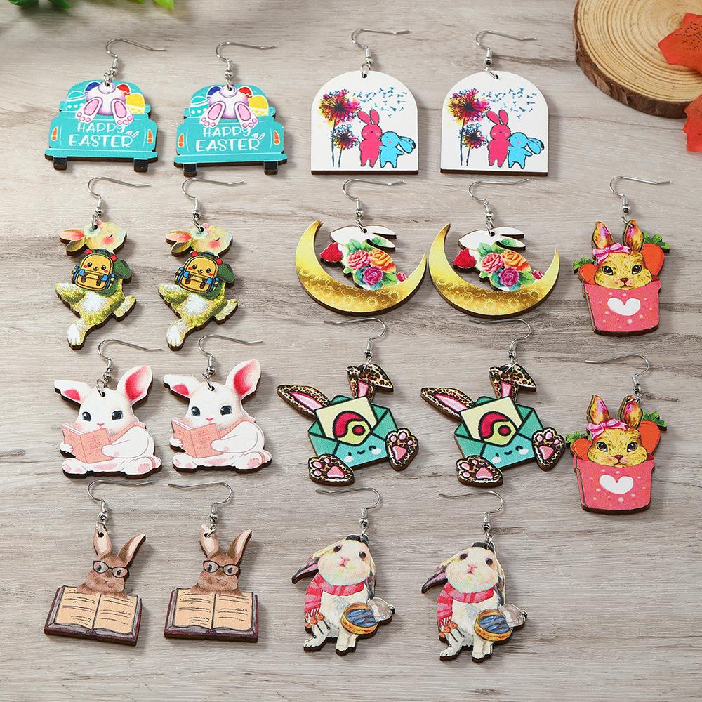Easter Bunny Earrings: Carrot, Glasses & Backpack Design with Rabbit Ears