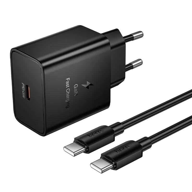 HOCO N77 GaN PD 45W Fast Charger Kit, USB‑C Wall Charger EU Plug with USB‑C Cable Included