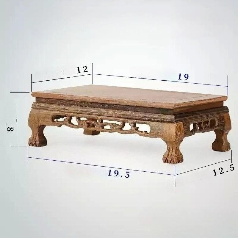 Retro Wooden Engraving Tea Tray Teapot Bases Bonsai Buddha Stand Fish Tank Pedestal Wooden Flowerpot Base Furniture Home Decor