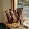 Classic Leather Tote Bag with Top Handle Large Capacity Everyday Fashion Shoulder Bag for Women